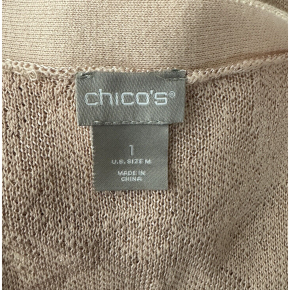 Chicos Sweater Women Medium Blush‎ Pink Open Longline Cardigan Everyday Casual - Picture 7 of 8
